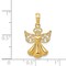 14K Gold Polished & Textured Guardian Angel Heart Pendant Charm Jewelry 20x15 mm